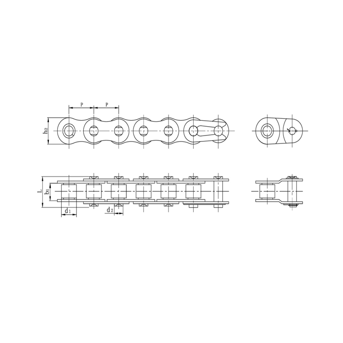 Presné valčekové reťaze z nehrdzavejúcej ocele s krátkym rozstupom
